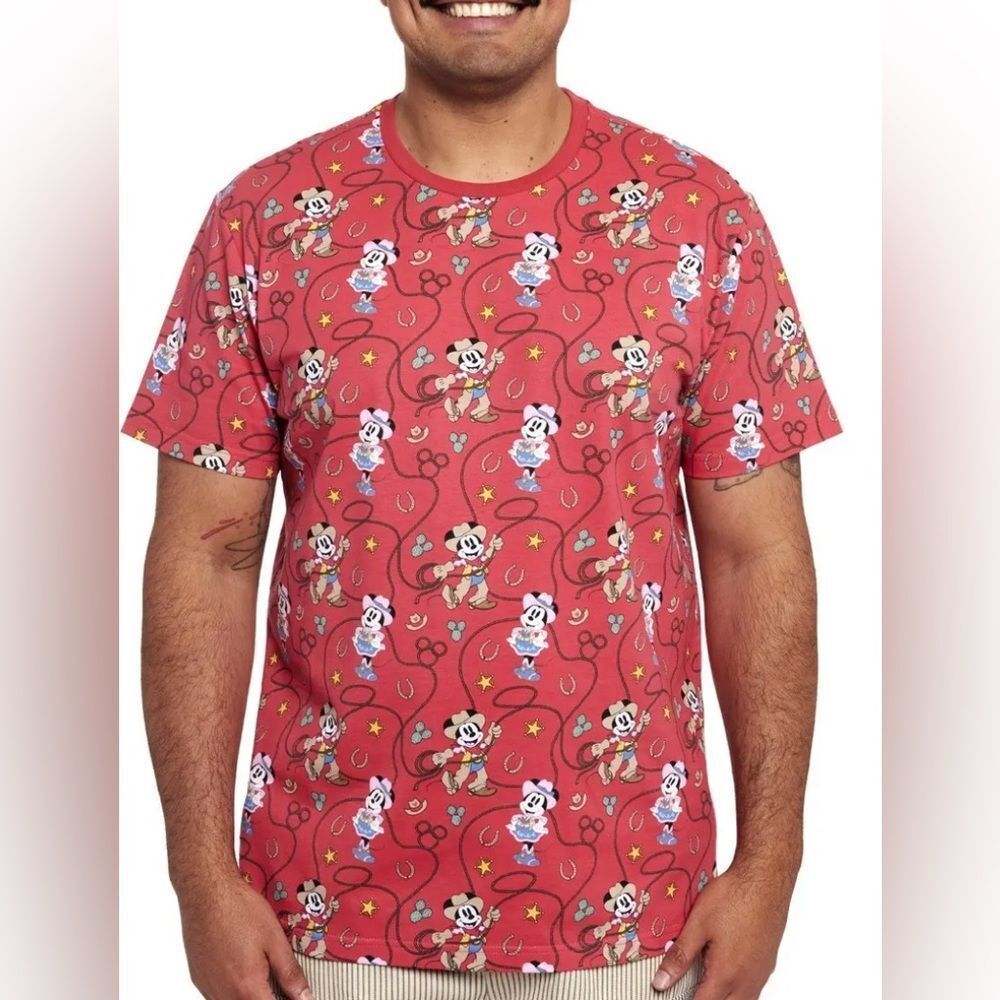 Disney Loungefly Western Mickey and Minnie Laso T-shirt Red Large NWT IN PKG